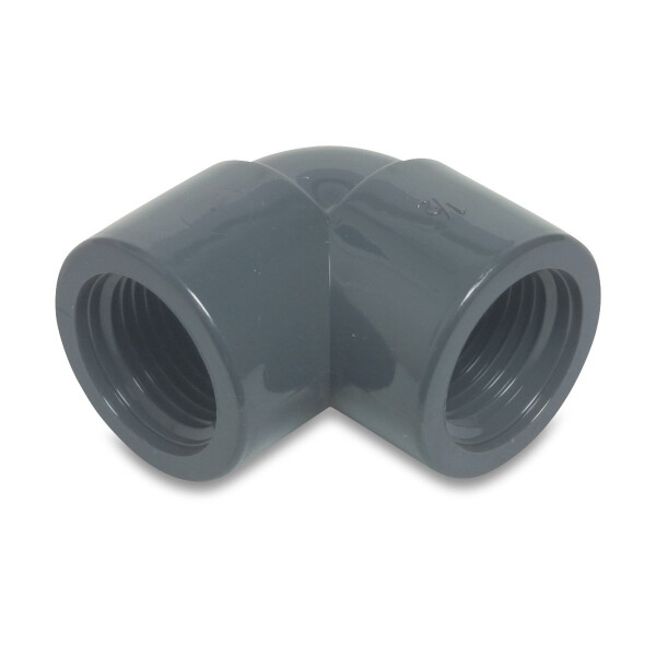 Profec Winkel 90° PVC-U Innengewinde x Innengewinde 1/2 Zoll, 10 bar, grau