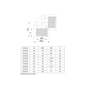 Profec Winkel 90° PVC-U Innengewinde x Innengewinde 1 1/4 (5/4) Zoll, 10 bar, grau