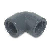 Profec Winkel 90° PVC-U Innengewinde x Innengewinde 1 1/4 (5/4) Zoll, 10 bar, grau