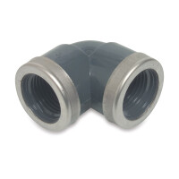 Profec Winkel verstärkt 90° PVC-U Innengewinde x Innengewinde 1 Zoll, 10 bar, grau