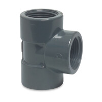 Profec T-Stück PVC-U allseitig Innengewinde 1 Zoll, 10 bar, grau