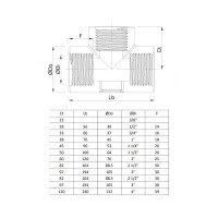 Profec T-Stück PVC-U allseitig Innengewinde 1 Zoll, 10 bar, grau