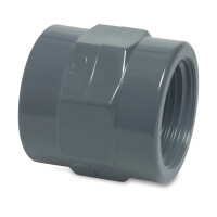 Profec Gewindemuffe, PVC-U. 1 1/2 (6/4) Zoll Innengewinde, 10 bar, grau