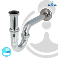 tecuro PROFI Röhrengeruchsverschluss Siphon extra lang für Waschbecken - Edelstahl/Messing verchromt