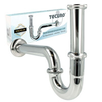 tecuro PROFI Röhrengeruchsverschluss Siphon1 1/4 Zoll x 32 mm, extra lang - Messing verchromt