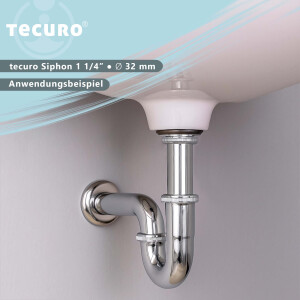 tecuro Röhrengeruchsverschluss Siphon für Waschbecken, 1 1/4 Zoll x 32 mm - Messing verchromt