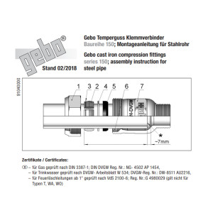 GEBO Temperguss-Klemmverbinder Typ OL, lange Ausführung - für Stahlrohr