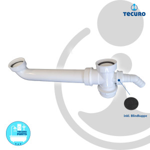 tecuro Ablaufverbindung 1 1/2 Zoll - DN 40 für Doppel-Spülbecken mit Geräteanschluss