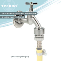 tecuro Auslaufventil 1/2 Zoll, Knebeloberteil, Rohrbelüfter, Schlauchtülle - MS mattverchromt