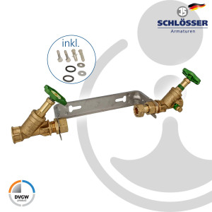 JS Einbaugarnitur 3/4 Zoll für Hauswasserzähler mit Baulänge 190 mm - starre Ausführung - Edelstahl