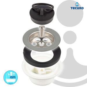 tecuro Ablaufventil mit Stopfen Ø 70 mm x 1 1/2 Zoll für Spüle / Wanne