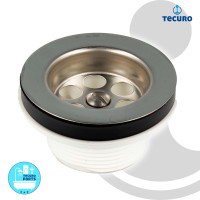 tecuro Ablaufventil mit Stopfen Ø 70 mm x 1 1/2 Zoll für Spüle / Wanne
