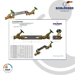 JS Einbaugarnitur 1 1/4 Zoll für Hauswasserzähler mit Baulänge 190 mm - starre Ausführung - Edelstahl
