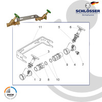 JS Einbaugarnitur 1 1/4 Zoll für Hauswasserzähler mit Baulänge 190 mm - starre Ausführung - Edelstahl