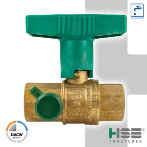 UNIWATER DVGW Kugelhahn 3/4 Zoll IG (DN 20) mit Entleerung mit ISO-T-Griff, Typ 1469