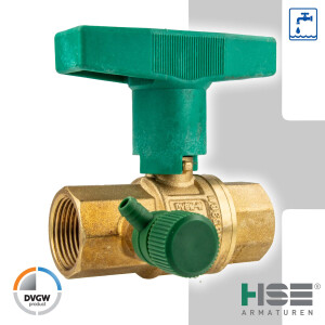 UNIWATER DVGW Kugelhahn 1 Zoll IG (DN 25) mit Entleerung mit ISO-T-Griff, Typ 1469