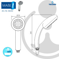 tecuro Handbrause ew-easy Ø 90 mm - 1-strahlig und mit Antikalkdüsen, verchromt