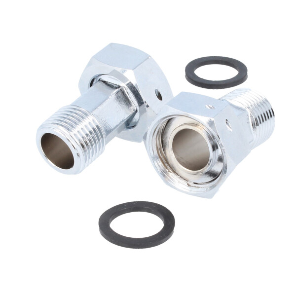 tecuro Wasserzähler Verschraubungen 3/4 Zoll ÜWM x 1/2 Zoll AG - 2-er Set, MS-verchromt