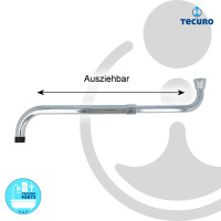 tecuro S-Auslauf ausziehbar 280 - 480 mm für Wand-Armaturen, Messing verchromt