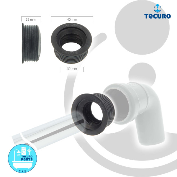 tecuro Siphon-Gummimanschette für Abflussrohr HT-Rohr verschiedene