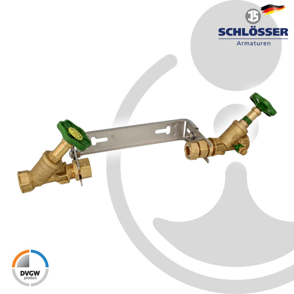 JS Einbaugarnitur 1 Zoll für Hauswasserzähler mit Baulänge 190 mm, verstellbare Ausführung - Edelstahl