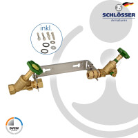 JS Einbaugarnitur 1 Zoll für Hauswasserzähler mit Baulänge 190 mm, verstellbare Ausführung - Edelstahl