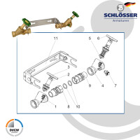 JS Einbaugarnitur 1 1/2 Zoll für Hauswasserzähler mit Baulänge 190 mm, verstellbare Ausführung - Edelstahl