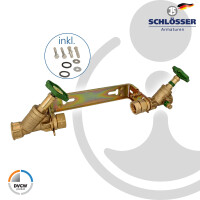 JS Einbaugarnitur 1 Zoll für Hauswasserzähler mit Baulänge 190 mm, verstellbare Ausführung - verzinkt