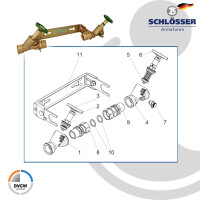 JS Einbaugarnitur 1 1/2 Zoll für Hauswasserzähler mit Baulänge 190 mm, verstellbare Ausführung - verzinkt