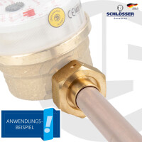 JS Wasserzähler-Verschraubungs-Set mit Lötanschluss - Messing blank