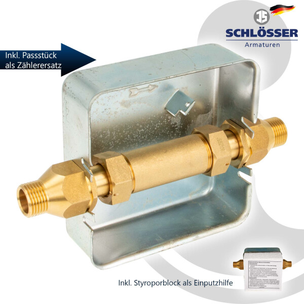 JS Wasserzähler-Unterputz-Einbaukasten 1/2 Außengewinde - Ø 15 mm Lötmuffe - Typ UPK 9020