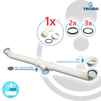tecuro Ablaufverbindung für Doppel-Spülbecken,  extra lang