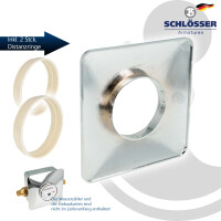 JS Abdeckrosette 140 x 140 mm, KS-verchromt - Typ AR-CR, inkl. 2 Distanzringen