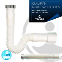 tecuro flexibler Geruchsverschluss 1 1/2 Zoll auf Ø 40/50, ausziehbar 340-740 mm