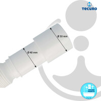 tecuro flexibler Spülen-Ablaufschlauch 1 1/2" x Ø 40/50 mm, ausziehbar 400 mm bis 750 mm