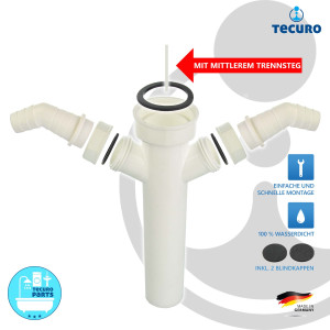 tecuro Tauchrohr Ø 40 mm mit 2 x Geräteanschluss für Spülensiphon