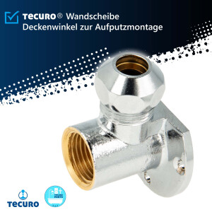 tecuro Wandscheibe mit Innengewinde Rp 1/2 Zoll x 1/2 Zoll mit Ø 12 mm Quetschverschraubung