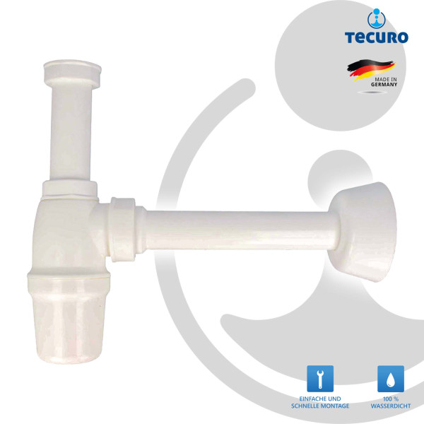 tecuro Flaschengeruchsverschluss Siphon für Waschtisch, 1 1/4 Zoll - Kunststoff weiß