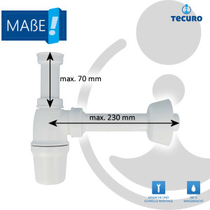 tecuro Flaschengeruchsverschluss Siphon für Waschtisch, 1 1/4 Zoll - Kunststoff weiß