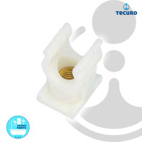 tecuro Rohrclip einfach - Ø 8 mm - Kunststoff weiß mit Messing-Gewindebuchse