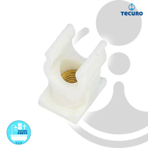 tecuro Rohrclip einfach - Ø 14/15 mm - Kunststoff weiß mit Messing-Gewindebuchse