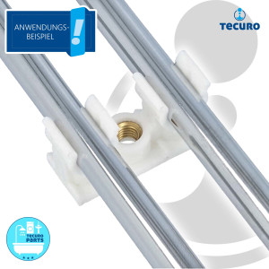 tecuro Rohrclip doppelt - Kunststoff weiß mit Messing-Gewindebuchse