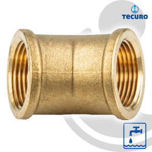 tecuro Winkel 45° beidseitig Innengewinde Rp 3/8 Zoll, Messing blank CW617N