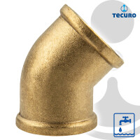 tecuro Winkel 45° beidseitig Innengewinde Rp 3/8 Zoll, Messing blank CW617N