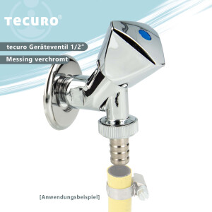 tecuro Geräteventil 1/2 Zoll mit Rückflussverhinderer - für Wasch- und Spülmaschine, Messing verchromt