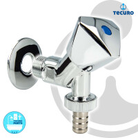 tecuro Geräteventil 1/2 Zoll mit Rückflussverhinderer - für Wasch- und Spülmaschine, Messing verchromt