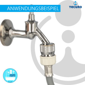 tecuro Schlauchplatzsicherung 3/4 Zoll, für Wasch- und Spülmaschinenschläuche, Messing verchromt