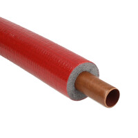 PE-Rohrisolierung mit reißfestem Schutzmantel, Ø 18 mm innen x 13 mm Dämmstärke, 2 m Länge, rot