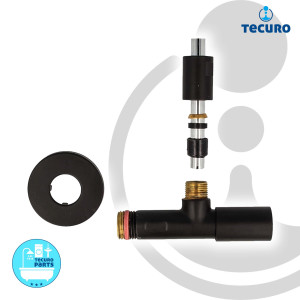 tecuro Design Eck-Ventil mit Verblendung,1/2 Zoll Wandanschluss, Messing schwarz-matt