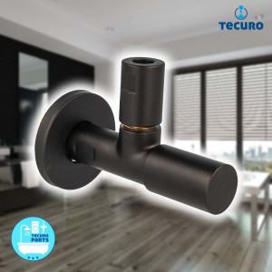 tecuro Design Eck-Ventil mit Verblendung,1/2 Zoll Wandanschluss, Messing schwarz-matt